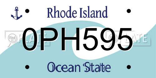 0PH595 Rhode Island License Plate