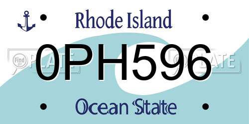 0PH596 Rhode Island License Plate