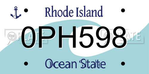 0PH598 Rhode Island License Plate