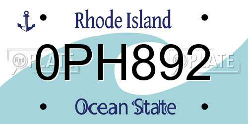 0PH892 Rhode Island License Plate
