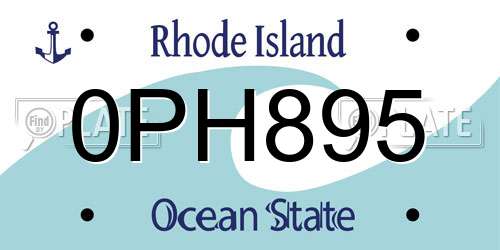 0PH895 Rhode Island License Plate