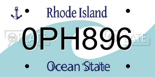 0PH896 Rhode Island License Plate