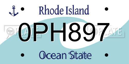 0PH897 Rhode Island License Plate