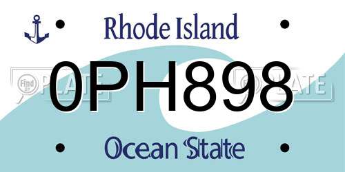 0PH898 Rhode Island License Plate