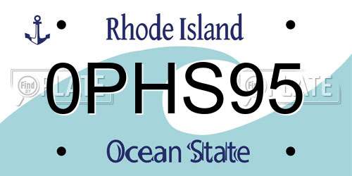 0PHS95 Rhode Island License Plate