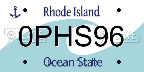 0PHS96 Rhode Island License Plate