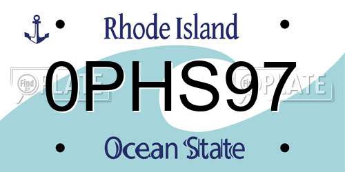 0PHS97 Rhode Island License Plate