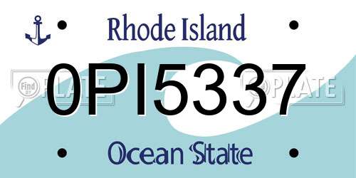 0PI5337 Rhode Island License Plate