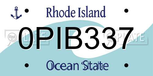 0PIB337 Rhode Island License Plate