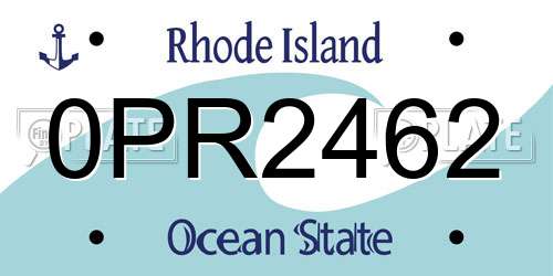 0PR2462 Rhode Island License Plate