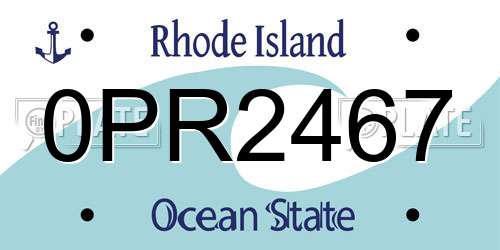 0PR2467 Rhode Island License Plate