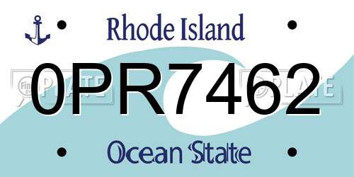 0PR7462 Rhode Island License Plate