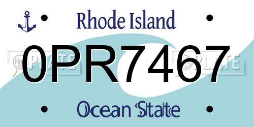 0PR7467 Rhode Island License Plate
