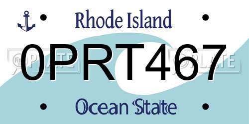 0PRT467 Rhode Island License Plate
