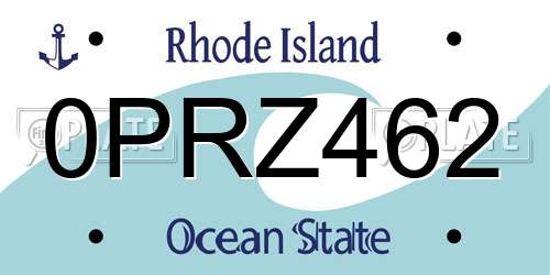 0PRZ462 Rhode Island License Plate