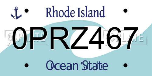 0PRZ467 Rhode Island License Plate