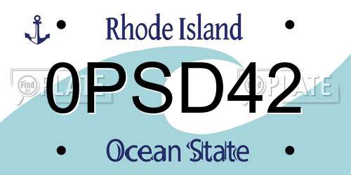 0PSD42 Rhode Island License Plate