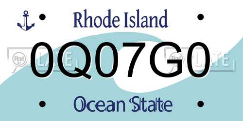 0Q07G0 Rhode Island License Plate
