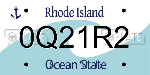 0Q21R2 Rhode Island License Plate