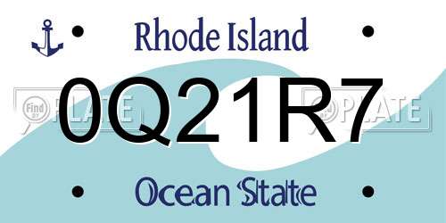 0Q21R7 Rhode Island License Plate