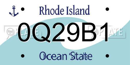 0Q29B1 Rhode Island License Plate