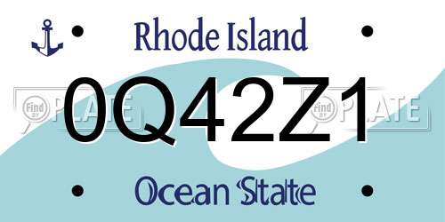 0Q42Z1 Rhode Island License Plate
