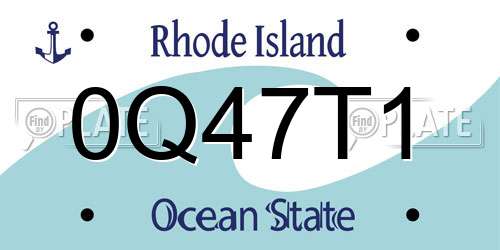 0Q47T1 Rhode Island License Plate