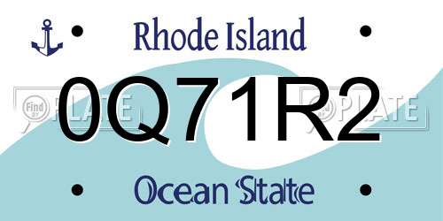 0Q71R2 Rhode Island License Plate
