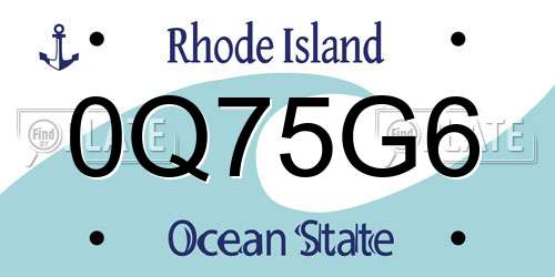 0Q75G6 Rhode Island License Plate