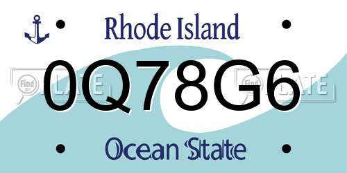 0Q78G6 Rhode Island License Plate