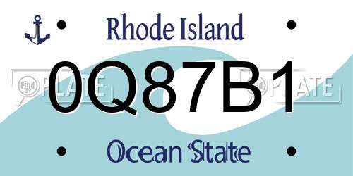 0Q87B1 Rhode Island License Plate