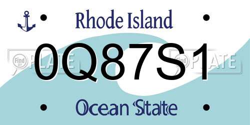 0Q87S1 Rhode Island License Plate