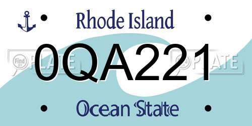 0QA221 Rhode Island License Plate