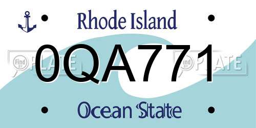 0QA771 Rhode Island License Plate
