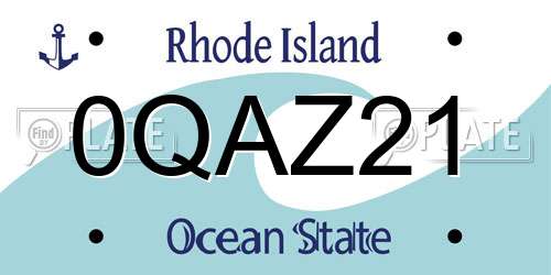 0QAZ21 Rhode Island License Plate