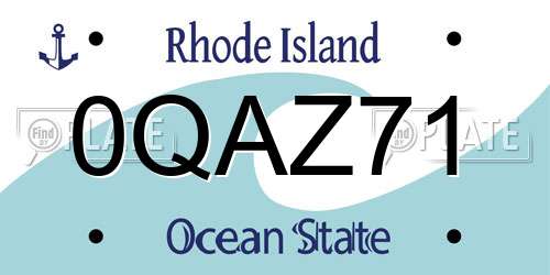 0QAZ71 Rhode Island License Plate