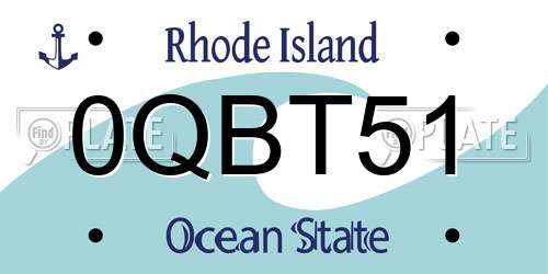 0QBT51 Rhode Island License Plate