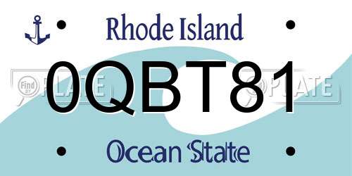 0QBT81 Rhode Island License Plate