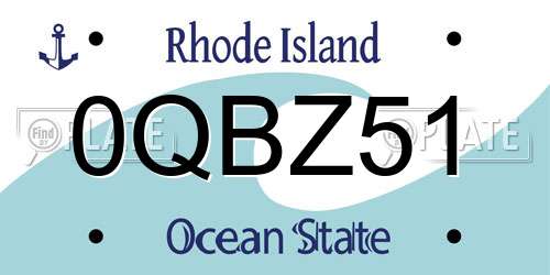 0QBZ51 Rhode Island License Plate