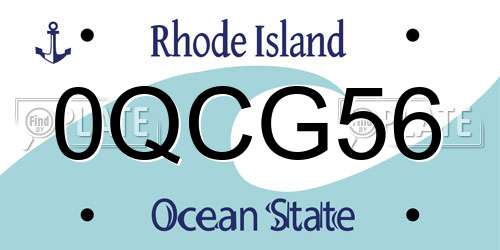 0QCG56 Rhode Island License Plate