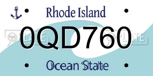 0QD760 Rhode Island License Plate