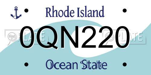 0QN220 Rhode Island License Plate
