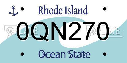 0QN270 Rhode Island License Plate