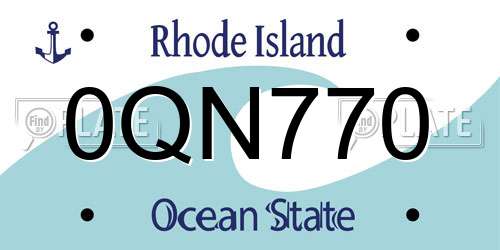 0QN770 Rhode Island License Plate