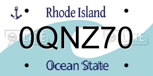 0QNZ70 Rhode Island License Plate