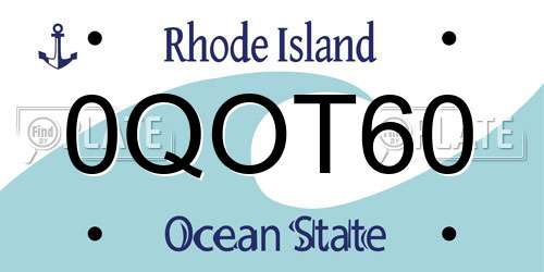 0QOT60 Rhode Island License Plate