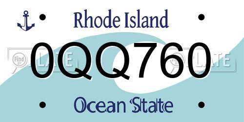 0QQ760 Rhode Island License Plate