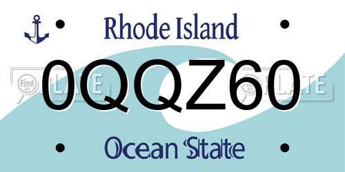 0QQZ60 Rhode Island License Plate