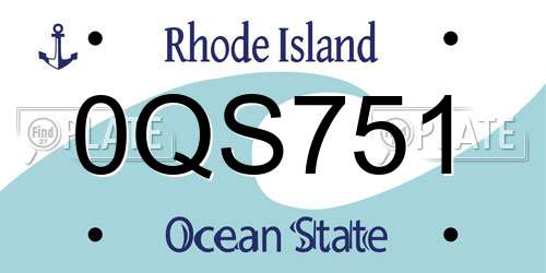 0QS751 Rhode Island License Plate