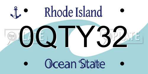 0QTY32 Rhode Island License Plate
